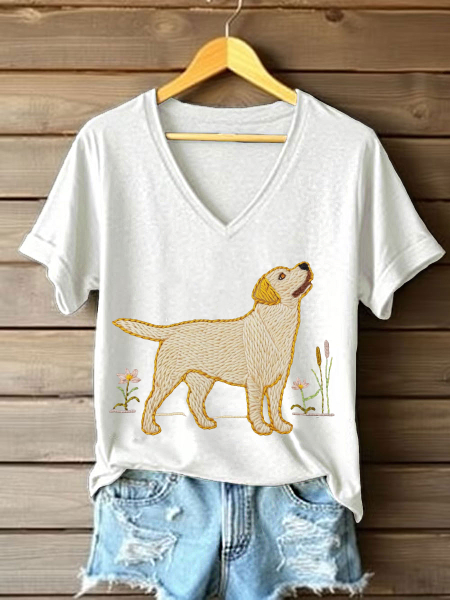 Women's Dog Art Print T-shirt vetvanguards