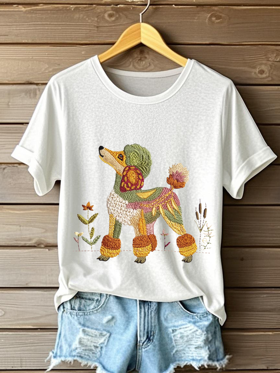 Women's Dog Art Print T-shirt vetvanguards
