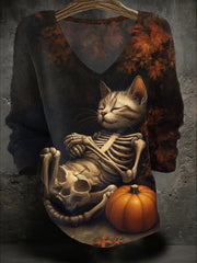 Women's Halloween Art Printed Casual Tops vetvanguards