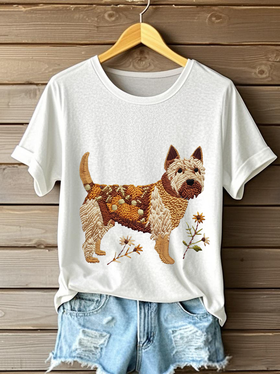 Women's Dog Art Print T-shirt vetvanguards