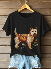 Women's Dog Art Print T-shirt vetvanguards