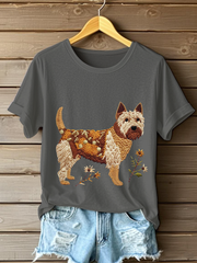 Women's Dog Art Print T-shirt vetvanguards