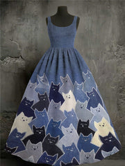 Women's cats print dresses vetvanguards