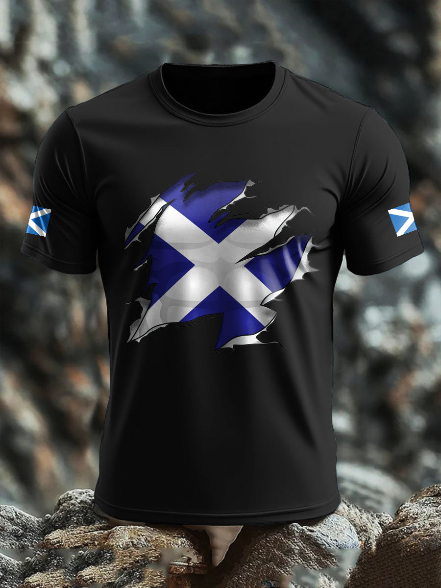 Men's Scotland Flag Proud The Brave Printed T-shirt vetvanguards