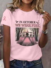 Women's In October We Wear Pink Printed Casual T-shirt vetvanguards