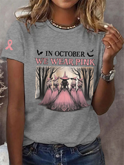 Women's In October We Wear Pink Printed Casual T-shirt vetvanguards
