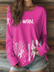 Women's Breast Cancer Awareness Casual Long Sleeve T-Shirt vetvanguards
