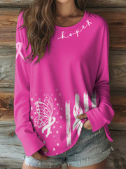Women's Breast Cancer Awareness Casual Long Sleeve T-Shirt vetvanguards