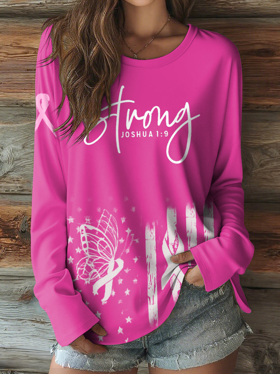 Women's Breast Cancer Awareness Casual Long Sleeve T-Shirt vetvanguards