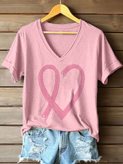 Women's Breast Cancer Awareness Embroidered T-shirt vetvanguards
