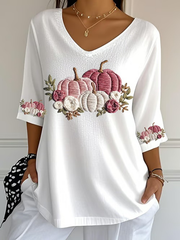 Women's Breast Cancer Floral Print Casual T-Shirt vetvanguards