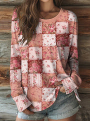 Women's Pink Floral Art Breast Cancer Awareness Long Sleeve Shirt vetvanguards