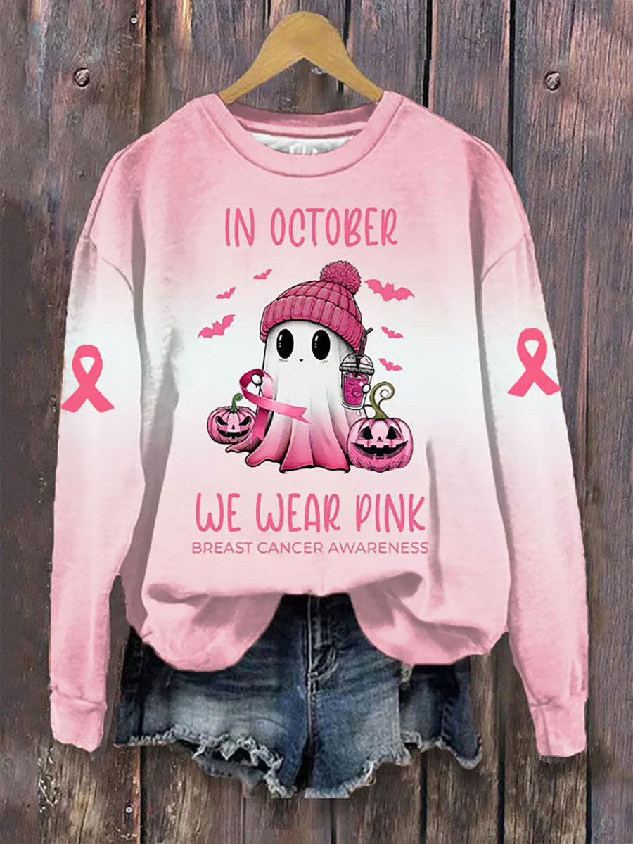 Women's In October We Wear Pink Printed Casual Sweatshirt vetvanguards