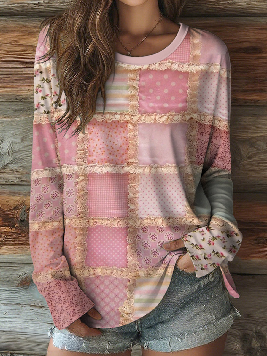 Women's Pink Floral Art Breast Cancer Awareness Long Sleeve Shirt vetvanguards