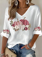 Women's Breast Cancer Floral Print Casual T-Shirt vetvanguards