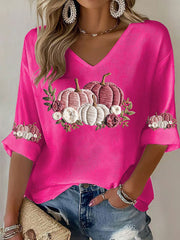 Women's Breast Cancer Floral Print Casual T-Shirt vetvanguards