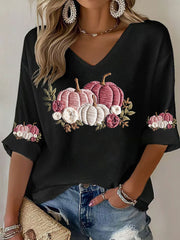 Women's Breast Cancer Floral Print Casual T-Shirt vetvanguards