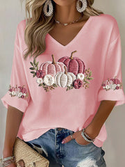 Women's Breast Cancer Floral Print Casual T-Shirt vetvanguards