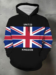 Men's UK Flag Print Casual Pocket Hoodie vetvanguards