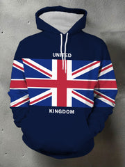 Men's UK Flag Print Casual Pocket Hoodie vetvanguards