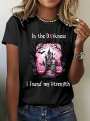 Women's Breast Cancer Awareness Print Casual T-Shirt vetvanguards