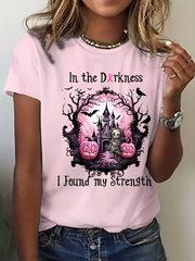 Women's Breast Cancer Awareness Print Casual T-Shirt vetvanguards