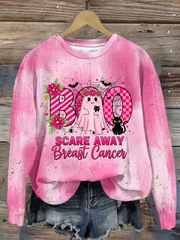 Women's Breast Cancer Awareness Print Casual Sweatshirt vetvanguards