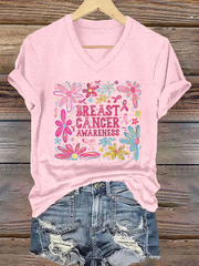 Women's Breast Cancer Awareness Print Casual T-Shirt vetvanguards