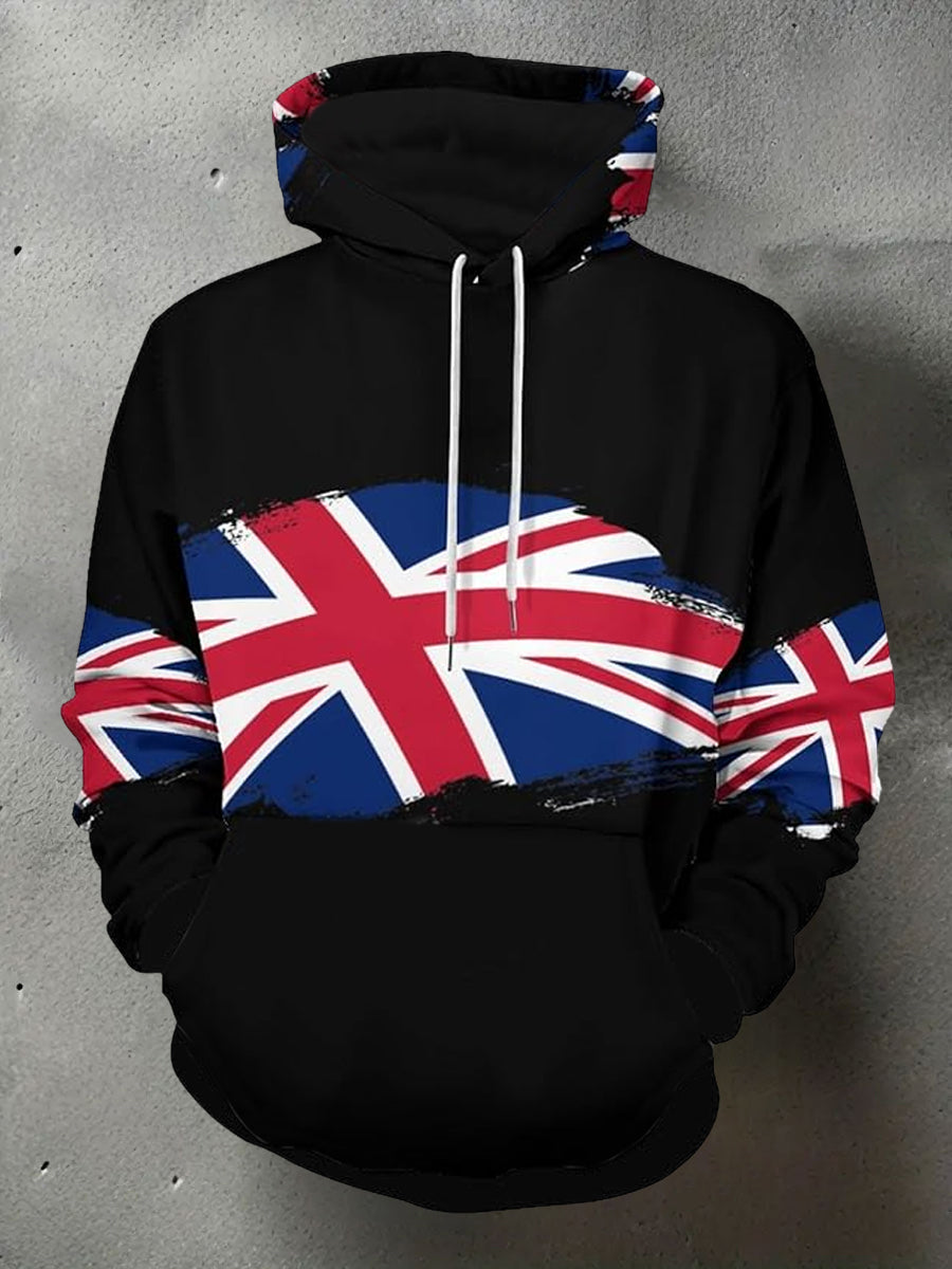 Men's UK Flag Print Casual Pocket Hoodie vetvanguards