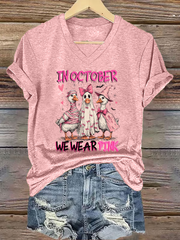 Women's Breast Cancer Awareness In October We Wear Pink Print Casual T-Shirt vetvanguards