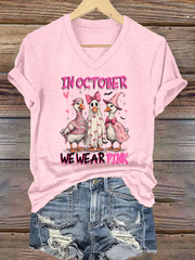 Women's Breast Cancer Awareness In October We Wear Pink Print Casual T-Shirt vetvanguards