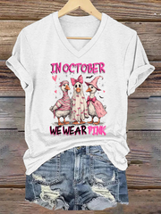 Women's Breast Cancer Awareness In October We Wear Pink Print Casual T-Shirt vetvanguards
