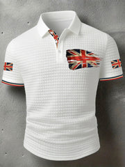 Men's UK Flag Print Casual Short-Sleeve Waffle Top vetvanguards