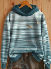 Women's Sandpipers Striped Art Print Hoodie vetvanguards