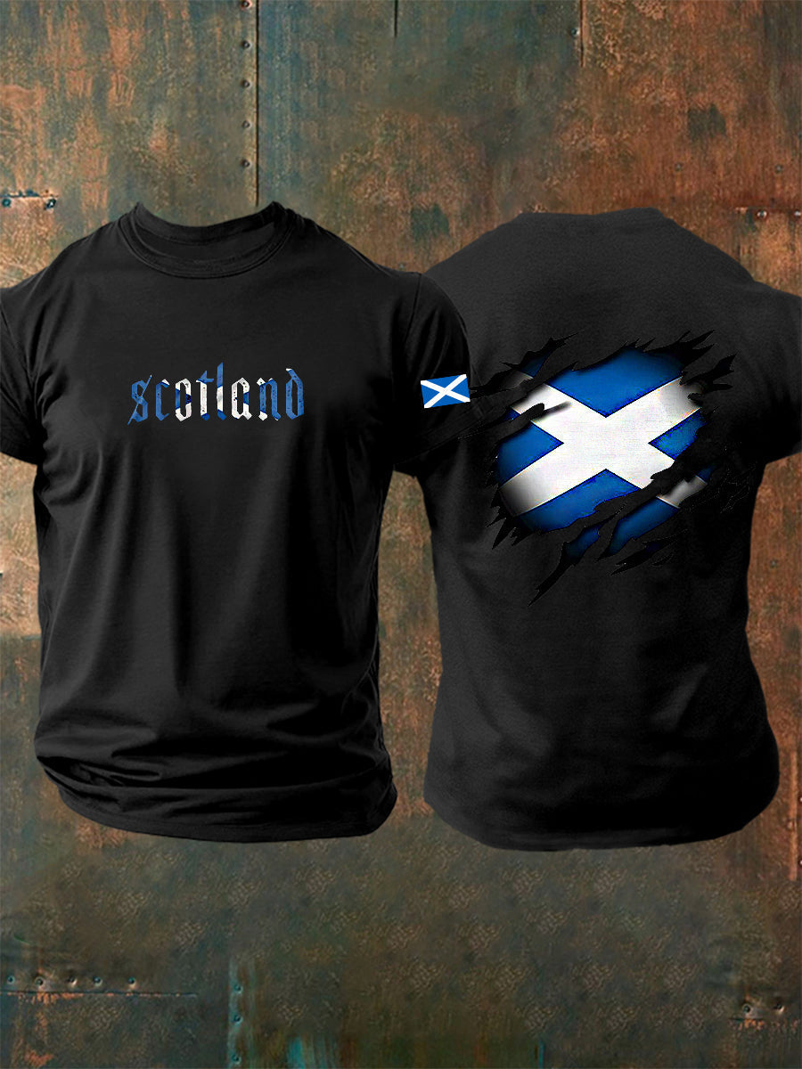Men's Scotland Flag Proud The Brave Printed Casual Short Sleeve T-shirt vetvanguards