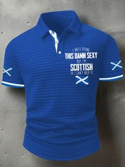 Men's Funny Scottish Scotland Flag  I'm Scottish I Can't Help It Printed Casual Short Sleeve Top vetvanguards