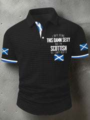 Men's Funny Scottish Scotland Flag  I'm Scottish I Can't Help It Printed Casual Short Sleeve Top vetvanguards