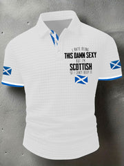 Men's Funny Scottish Scotland Flag  I'm Scottish I Can't Help It Printed Casual Short Sleeve Top vetvanguards