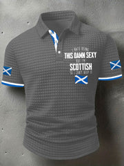 Men's Funny Scottish Scotland Flag  I'm Scottish I Can't Help It Printed Casual Short Sleeve Top vetvanguards
