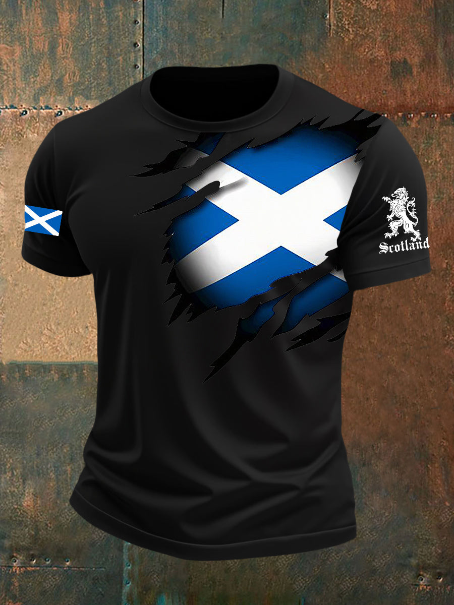 Men's Scotland Flag Proud The Brave Printed Casual Short Sleeve T-shirt vetvanguards