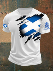 Men's Scotland Flag Proud The Brave Printed Casual Short Sleeve T-shirt vetvanguards