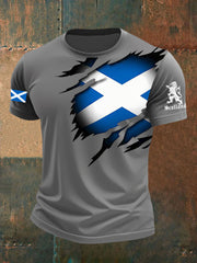 Men's Scotland Flag Proud The Brave Printed Casual Short Sleeve T-shirt vetvanguards
