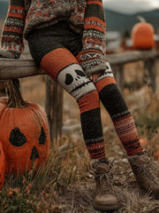 Women's Halloween Patchwork Print Leggings vetvanguards