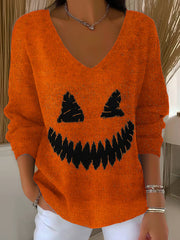 Women's Halloween Ghost Face Print Casual Top vetvanguards