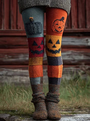 Women's Halloween Patchwork Print Leggings vetvanguards