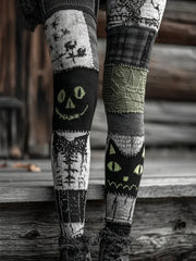 Women's Halloween Patchwork Print Leggings vetvanguards