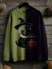 Women's Halloween Stitched Art Print Sweater vetvanguards