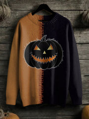 Women's Halloween Stitched Art Print Sweater vetvanguards
