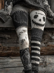 Women's Halloween Patchwork Print Leggings vetvanguards