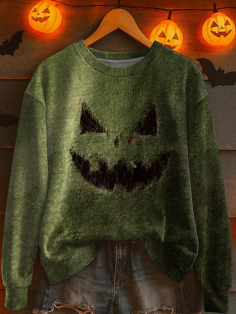 Women's Halloween Jack-o’-lantern Knitted Sweater vetvanguards
